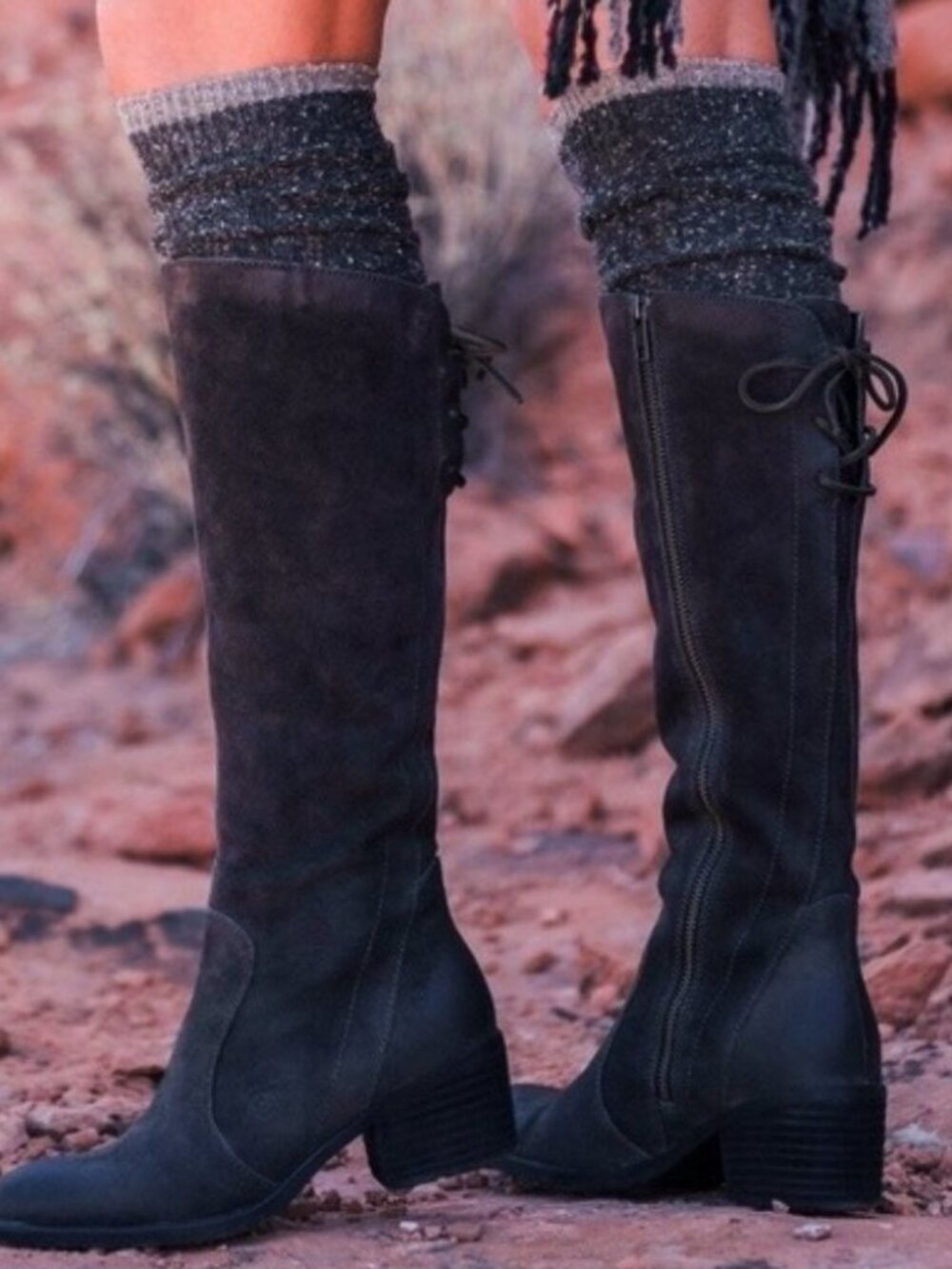Born Felicia Knee High Boot Black Suede Tall 8